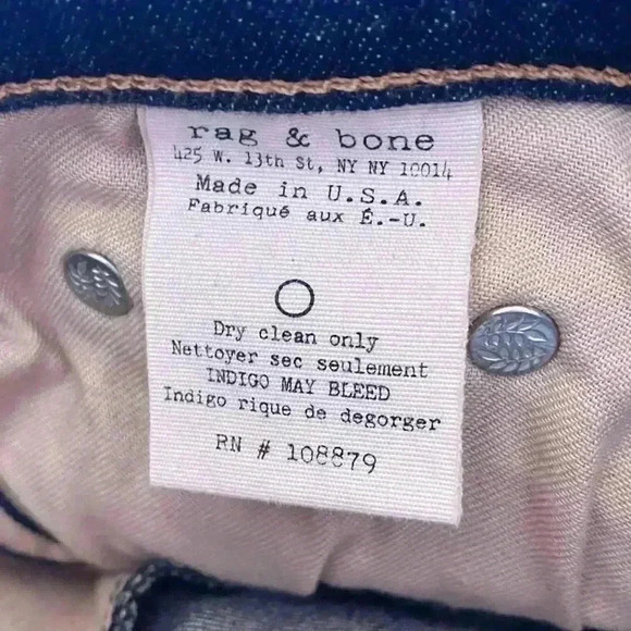 Rag and Bone “Paint Splatter” Skinny Jeans Dark Wash - Picture 8 of 10